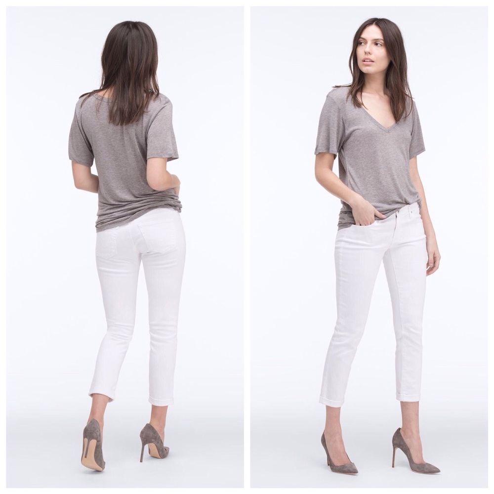 Ag Adriano Goldschmied White Cropped Ankle Jeans